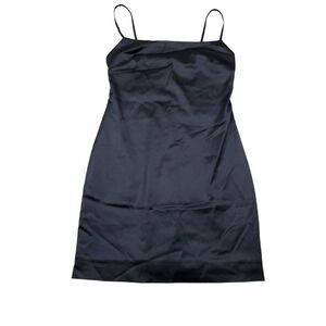 READ Babaton Aritzia Passion Satin Sleeveless Bodycon Mini Dress Black Size 6